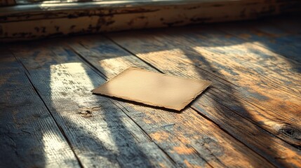 Aged paper on weathered wooden floor