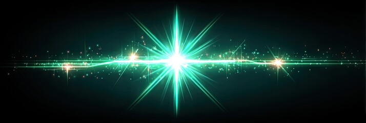 Fototapeta premium Bright teal starburst on dark background