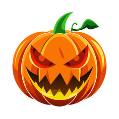 Scary carved pumpkin with glowing eyes halloween jack o lantern