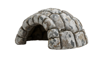 Traditional snowcovered igloo structure made of ice blocks isolated on the transparent background, arctic winter shelter architecture