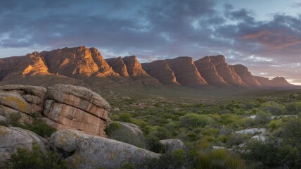 Dramatic Mountain Range at Sunrise/Sunset