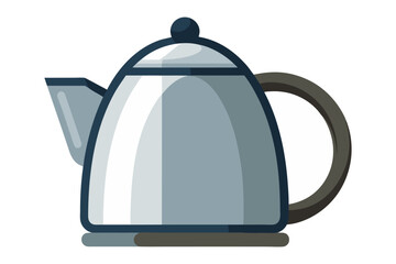 Obraz premium Metallic Kettle Illustration: a close-up, simple illustration of a silver kettle, ready to boil water for tea or coffee. a symbol of warmth and comfort in a homely setting.
