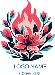 Flame azalea logo icon vector white background .