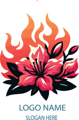 Flame azalea logo icon vector white background .