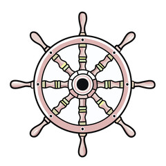 Obraz premium ship steering wheel vector illustration