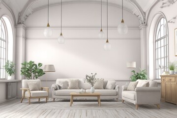 Elegant, airy living room interior