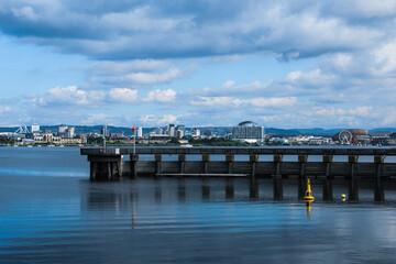 Obraz premium View of Cardiff City from Cardiff Bay, South Wales 