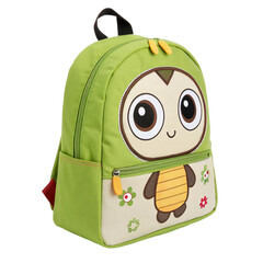 A cute cartoon character with a green backpack isolated on transparent background  
