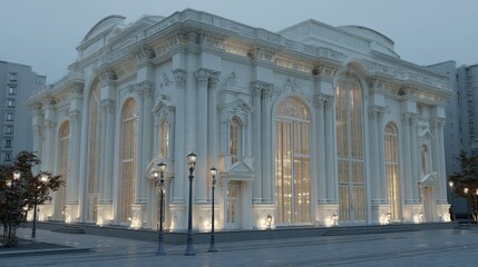 Obraz premium Classic Theater Building with Elegant Architectural Design at Dusk