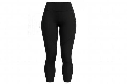 Black athletic leggings mockup featuring sporty design, transparent background enabling seamless customization for fitness apparel branding and marketing