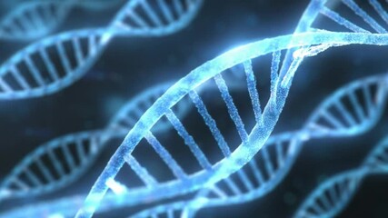 DNA Helix in Blue: A captivating visualization of a DNA helix, intricately rendered with a mesmerizing blue luminescence against a dark backdrop, hinting at the wonders of biology. - Powered by Adobe