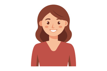 Portrait of a Confident Woman: A warm and inviting illustration of a woman, radiating self-assurance and approachability with a cheerful smile, simple yet elegant aesthetic