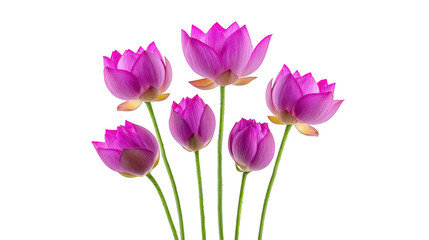 Obraz premium Beautiful pink lotus flowers arranged elegantly, showcasing their vibrant petals and delicate stems, creating serene and calming atmosphere
