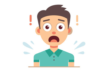 Surprised Expression Illustration: A character illustration of a surprised person with an open mouth, conveying shock and astonishment in a digital graphic, highlighted by simple, vibrant colors.