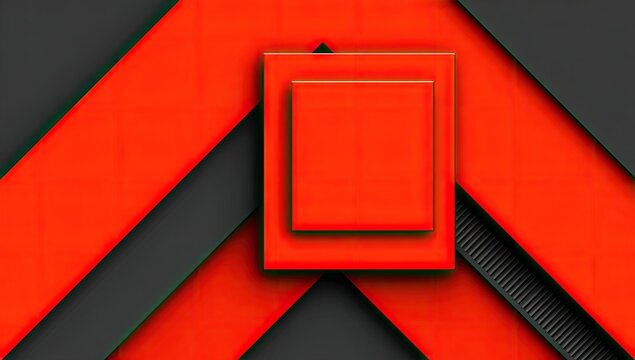 Abstract geometric design with red squares and black shapes - Powered by Adobe