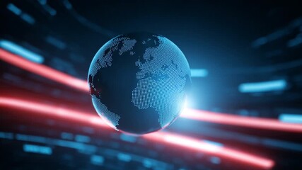 Futuristic Digital Globe Technology Data Network Blue Innovation Concept Glowing Abstract Background
