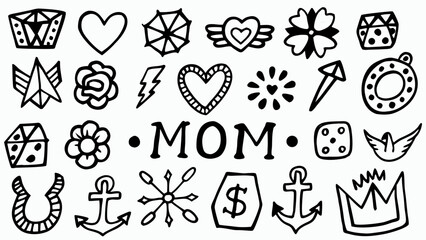 Hand-drawn doodle vector set with cool icons. Perfect for t-shirts, stickers, and streetwear graphics.