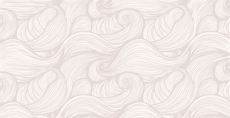 Fototapeta premium hand drawn abstract pattern print, ocean waves, simple modern design wallpaper.