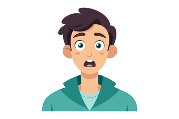 Surprised Young Man: A stylized portrait of a young man expressing surprise, his wide eyes and open mouth capturing a moment of shock or disbelief in a simple and modern design.