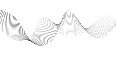 Abstract wave element for design. Digital frequency track equalizer. Stylized line art background, Geometric grey vector waves on white background. Editable stroke.