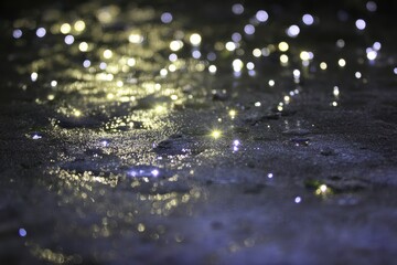 Night lights sparkle on a textured surface