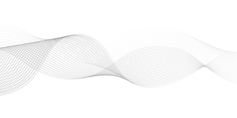 Abstract wave element for design. Digital frequency track equalizer. Stylized line art background, Geometric grey vector waves on white background. Editable stroke.