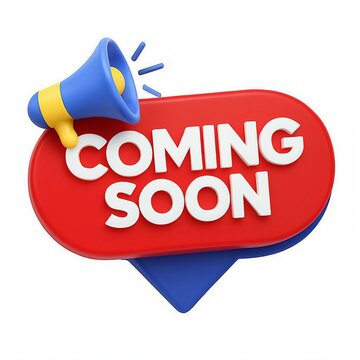 Exciting announcement coming soon with a megaphone and red banner