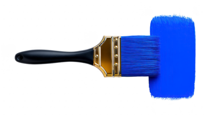 Vibrant blue paintbrush with thick bristle head and sleek black handle, perfect for artistic projects or home improvement tasks. brush showcases rich blue color, evoking creativity and inspiration