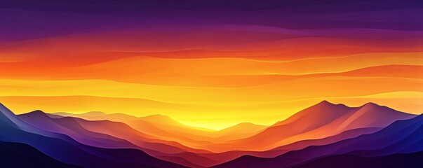 Obraz premium Vivid abstract landscape depicting hills and an illuminated sunset sky