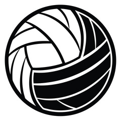 Stylized Black and White Volleyball Illustration Depicting Sport Equipment for Games and Recreation with a Clean and Modern Artistic Touch