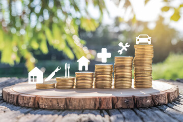 Saving for your future: Financial goals represented by stacked coins. AI Generated 