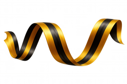 Wavy black and orange ribbon with transparent background, perfect for celebrations, holidays, or any design project