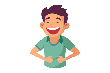 Joyful Expression: Illustration of a Cheerful Male Displaying Genuine Delight and Happiness, evoking feelings of positivity.