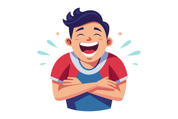 Joyful Expressions: A radiant young individual bursts into uproarious laughter, embodying pure happiness and amusement. Witness the contagious glee as they share a moment of mirth and merriment.