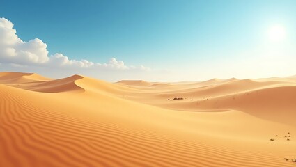 Golden sand dunes under a bright blue sky with wispy clouds