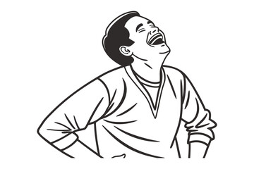 Unrestrained Laughter: Illustration of a man in the throes of uncontrollable laughter, head thrown back and eyes closed in pure mirth. A picture to convey the infectiousness of humor.