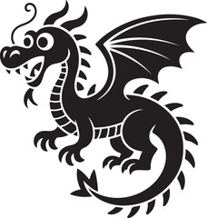 Funny Dragon Black Silhouette Vector