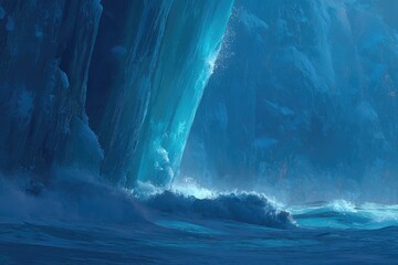 Frozen landscape; icy walls and waves