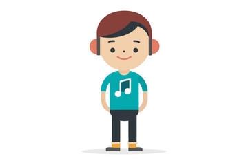 Listening to Music: A cheerful figure immerses themself in the melodic world, wearing headphones and radiating joy. A simple visual celebrating musical enjoyment.