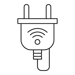 Modern smart plug icon with a prominent wireless connectivity symbol perfect for technology and home automation concepts