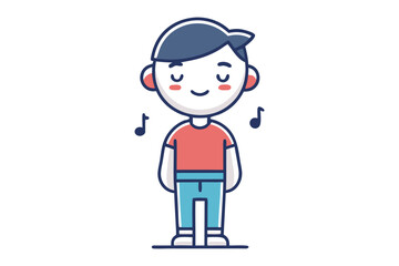 Serene Tune: A charming illustration depicts a person, lost in the bliss of music, with musical notes floating around them, capturing a moment of pure musical serenity.