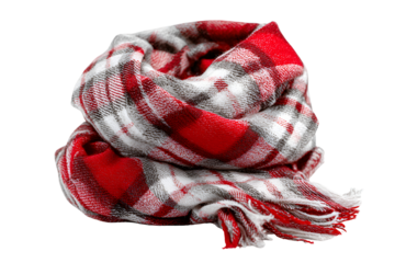 Red and white plaid scarf winter fashion accessory warm cozy textile