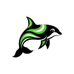 Obraz premium Green dolphin vector art