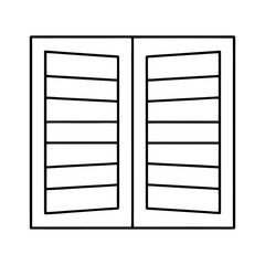 Clean outline illustration of a closed window shutter a simple architectural element for home improvement and design projects