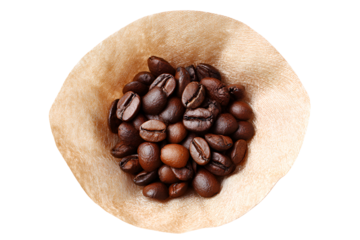 Roasted Coffee Beans in Filter Ready for Brewing