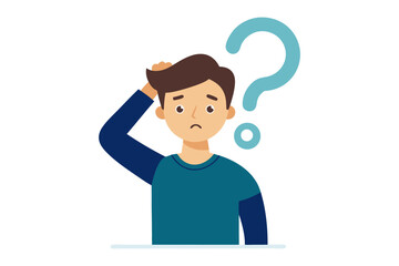 The Query Within: A visual representation of thought and uncertainty, this illustration captures a person's contemplative state, perfect for conveying curiosity, confusion, and the search for answers.