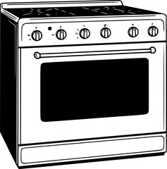 Obraz premium Vintage Oven Illustration: A monochrome image of a vintage oven, the classic kitchen appliance stands, capturing the simplicity of culinary tools