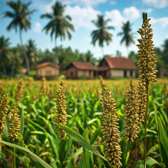 Beautiful image of a millet farm in Kerala