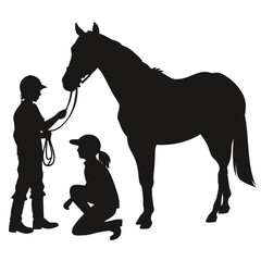 People Petting a Horse