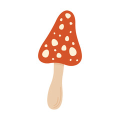 Red fly agaric mushroom. Vector illustration, hand-drawn on a white background